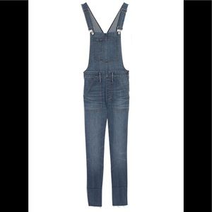 Madewell Skinny Indigo Overalls with Raw Hem